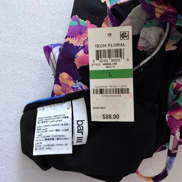 Bar III NWT Cut Out Floral Swimwear Women L - Picture 10 of 11